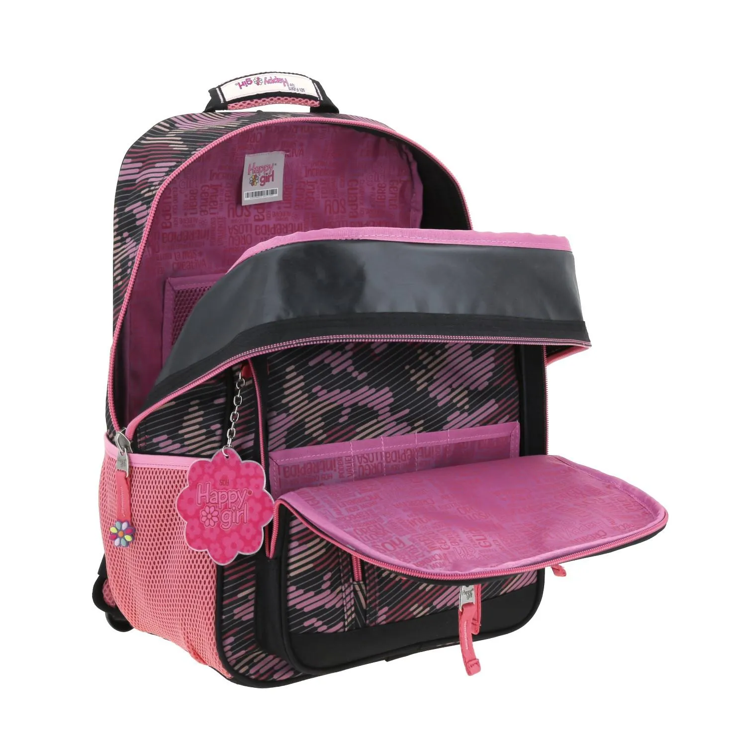 Mochila Con Porta Tablet Negra Para Nia Happy Girl By Chenson Besy