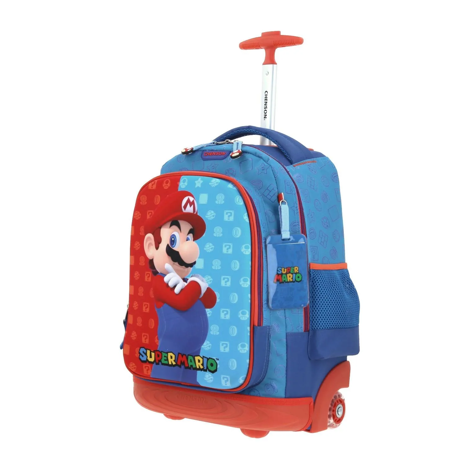 Mochila Con Ruedas Azul Mario Bros Para Nio Chenson Dulp