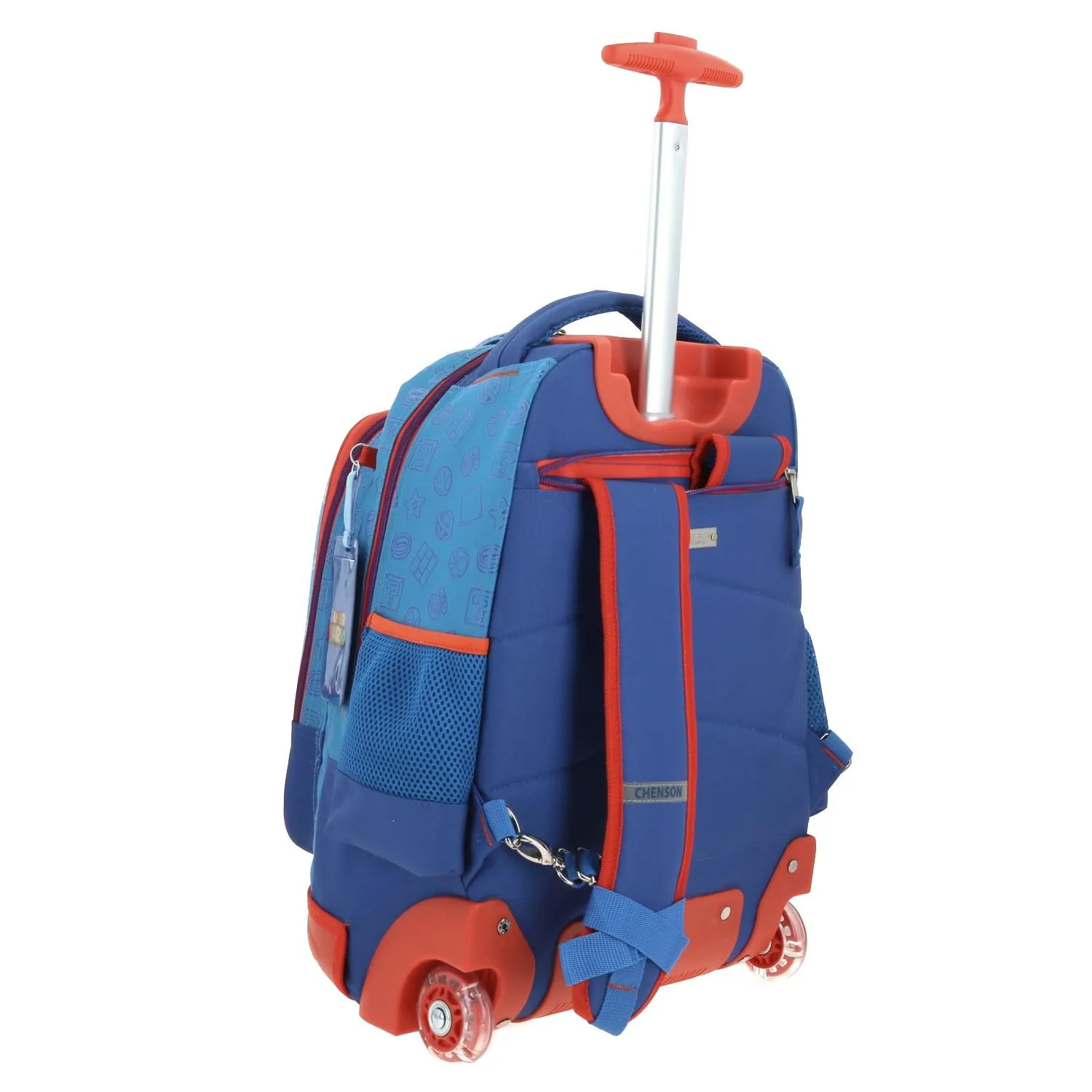 Mochila Con Ruedas Azul Mario Bros Para Nio Chenson Dulp