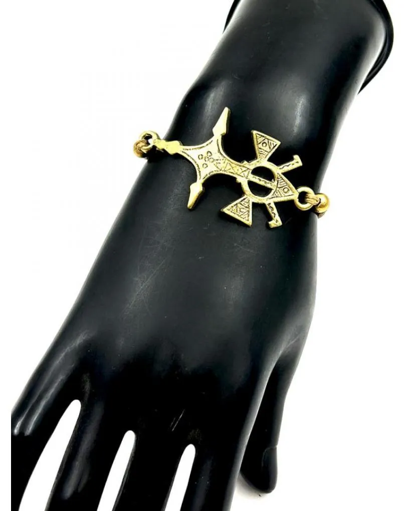 MODA HOMBRE PULSERAS ORIGINALES CON CRUZ AFRICANA DORADA