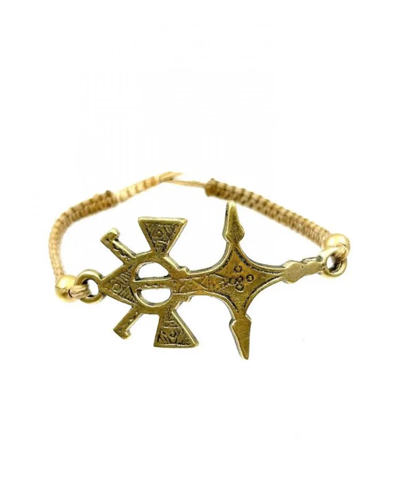 MODA HOMBRE PULSERAS ORIGINALES CON CRUZ AFRICANA DORADA