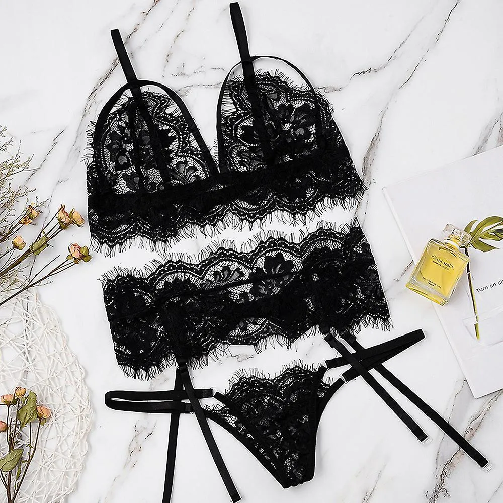 MUJER ENCAJE FLORAL LENCERíA SET PUSH UP BRA SUSPENDER GSTRINGS TANGAS SEXY ROPA INTERIOR ROPA DE NOCHE