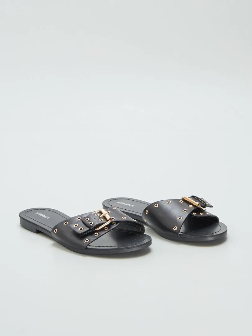 MULES CON TIRAS CON HEBILLAS  NEGRO