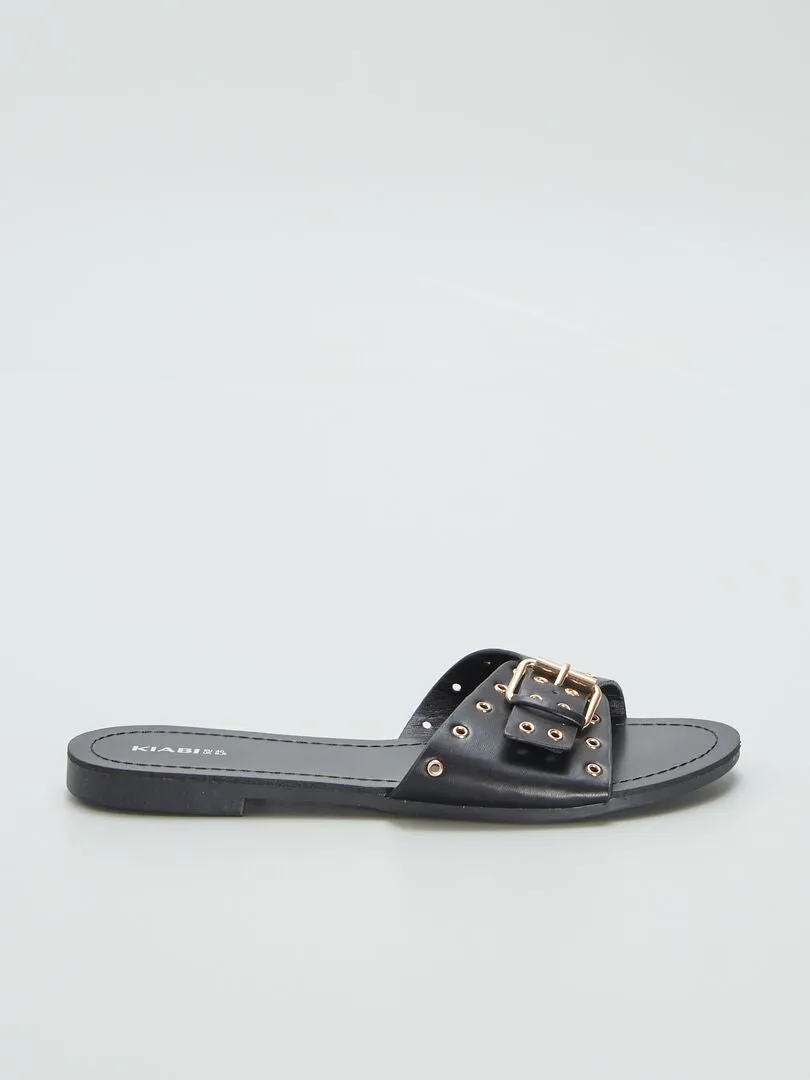 MULES CON TIRAS CON HEBILLAS  NEGRO