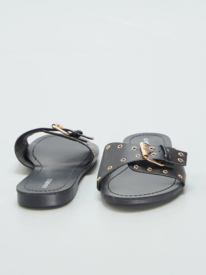 MULES CON TIRAS CON HEBILLAS  NEGRO