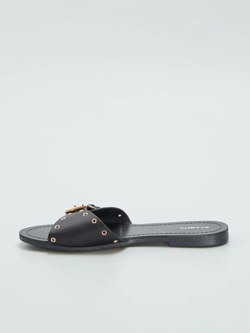 MULES CON TIRAS CON HEBILLAS  NEGRO