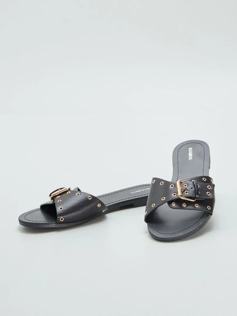 MULES CON TIRAS CON HEBILLAS  NEGRO