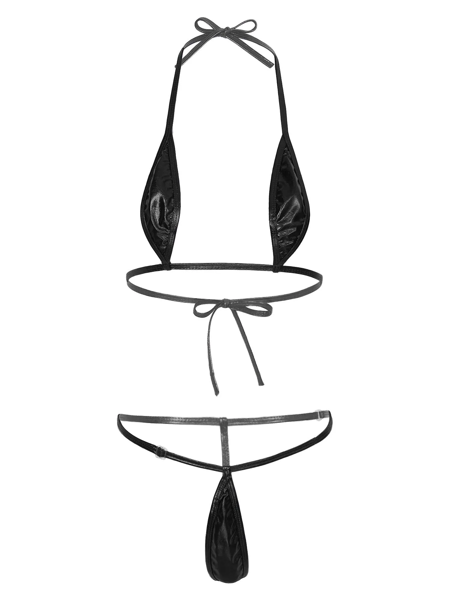 Otwoo Mujer Brasileña Micro Mini Bikini Set Lencería Ropa Interior Tropical Traje de baño Traje de baño Cordones Halter Bra Low 