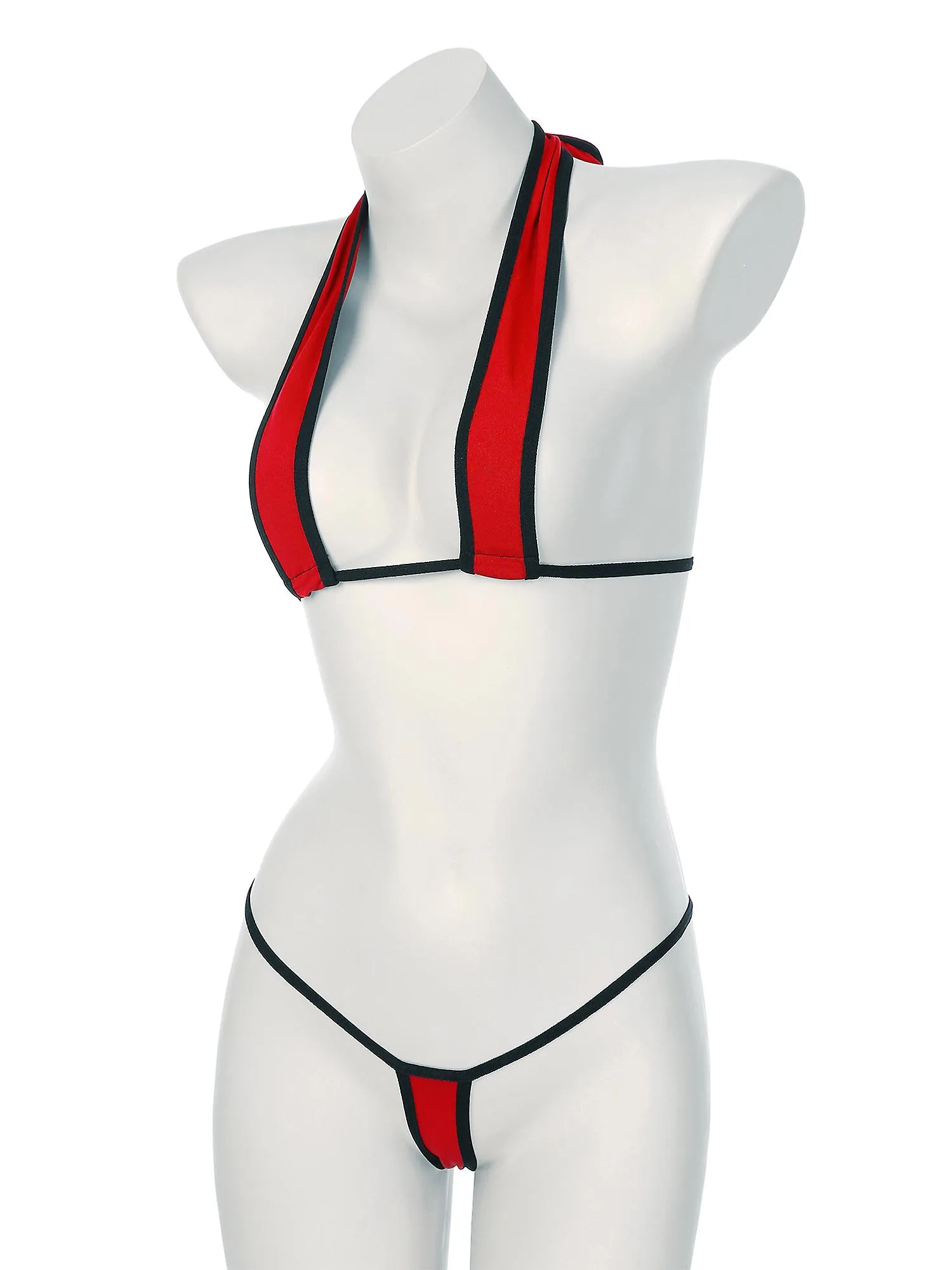 Otwoo Mujer Brasileña Micro Mini Bikini Set Lencería Ropa Interior Tropical Traje de baño Traje de baño Cordones Halter Bra Low 