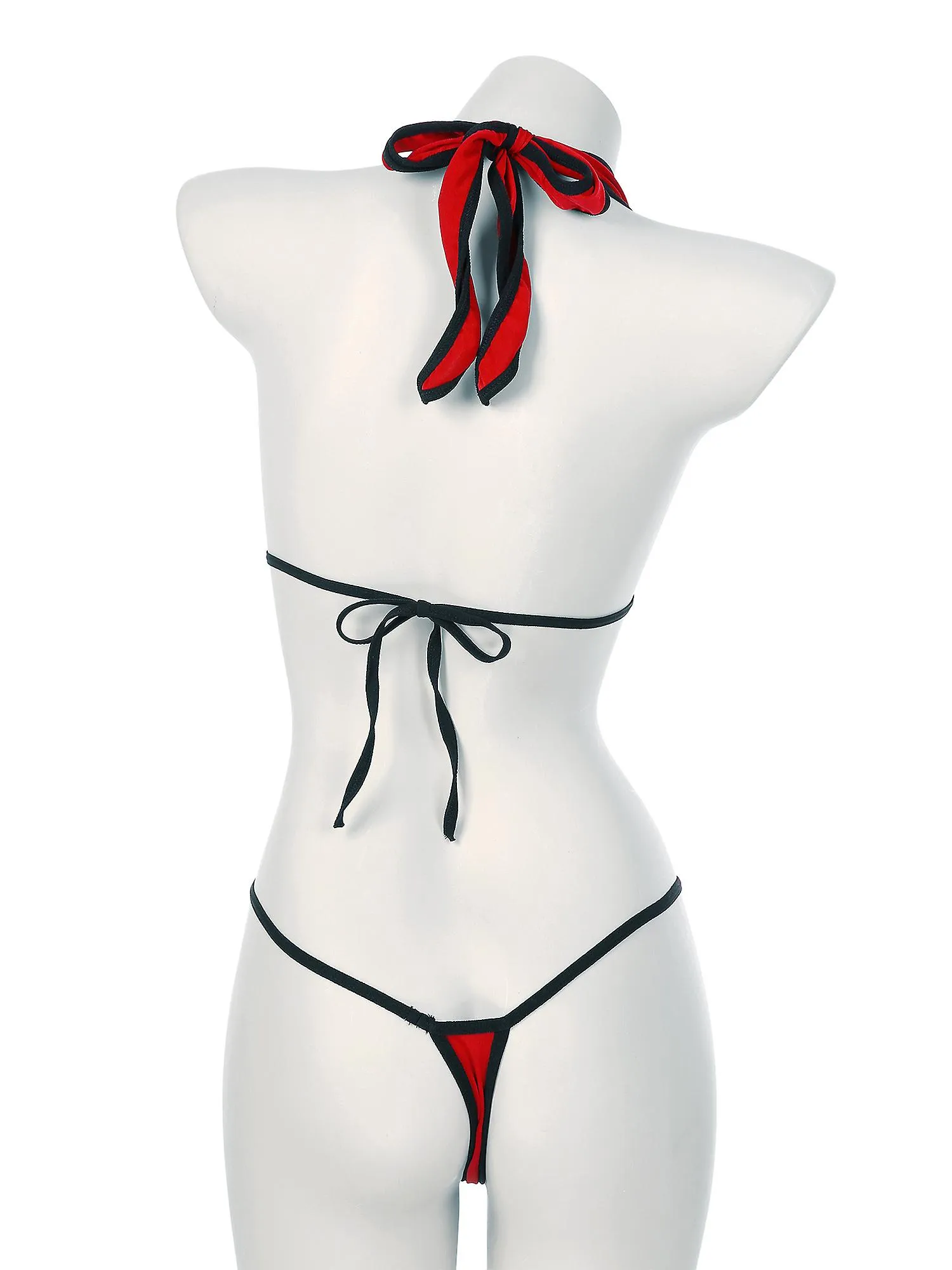 Otwoo Mujer Brasileña Micro Mini Bikini Set Lencería Ropa Interior Tropical Traje de baño Traje de baño Cordones Halter Bra Low 
