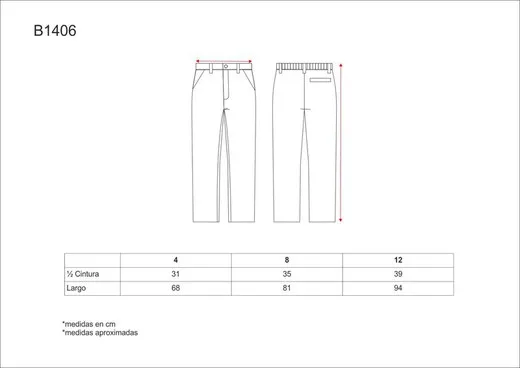 Pantalón de niño, cintura elástica, dos bolsos inclinados Rojo
