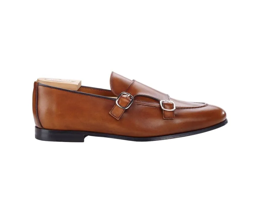 PATINA GOLD DOUBLE BUCKLE SHOES  BOVERTON