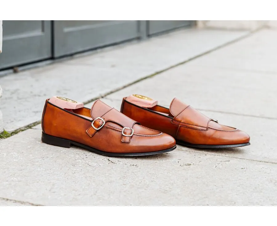 PATINA GOLD DOUBLE BUCKLE SHOES  BOVERTON