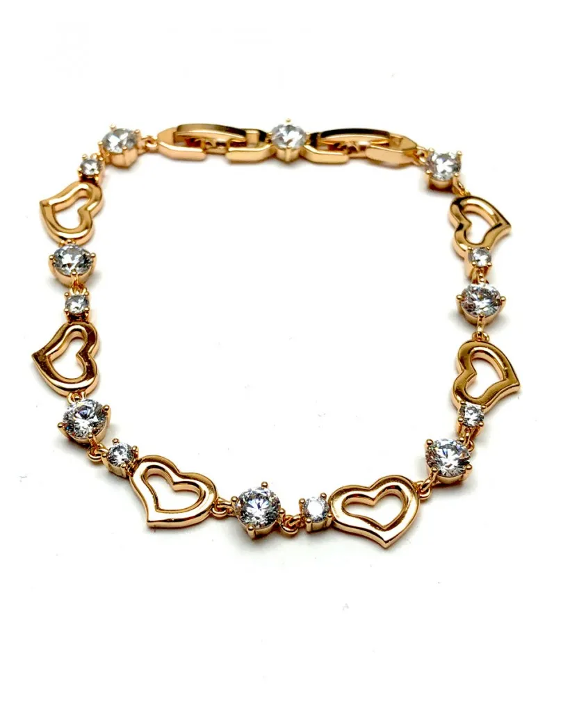 PULSERAS DE BISUTERIA FINA CON CIRCONITAS Y CORAZONES