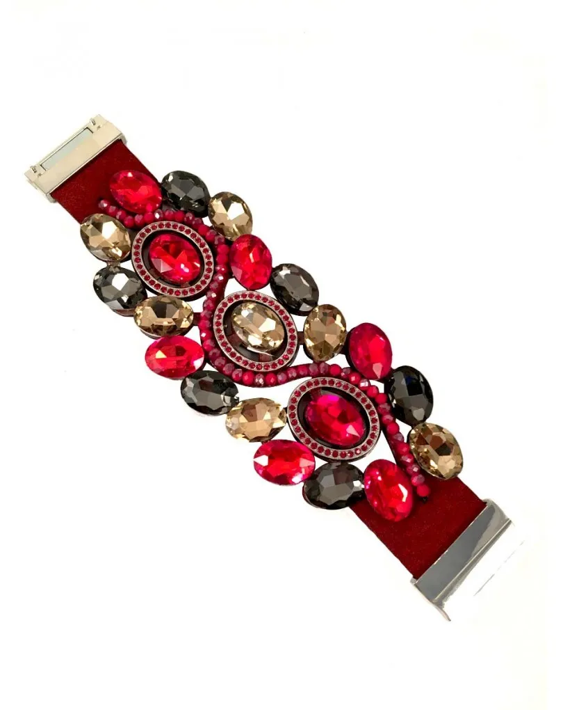 PULSERAS DE FIESTA ORIGINALES ROJA, DORADO Y GRIS
