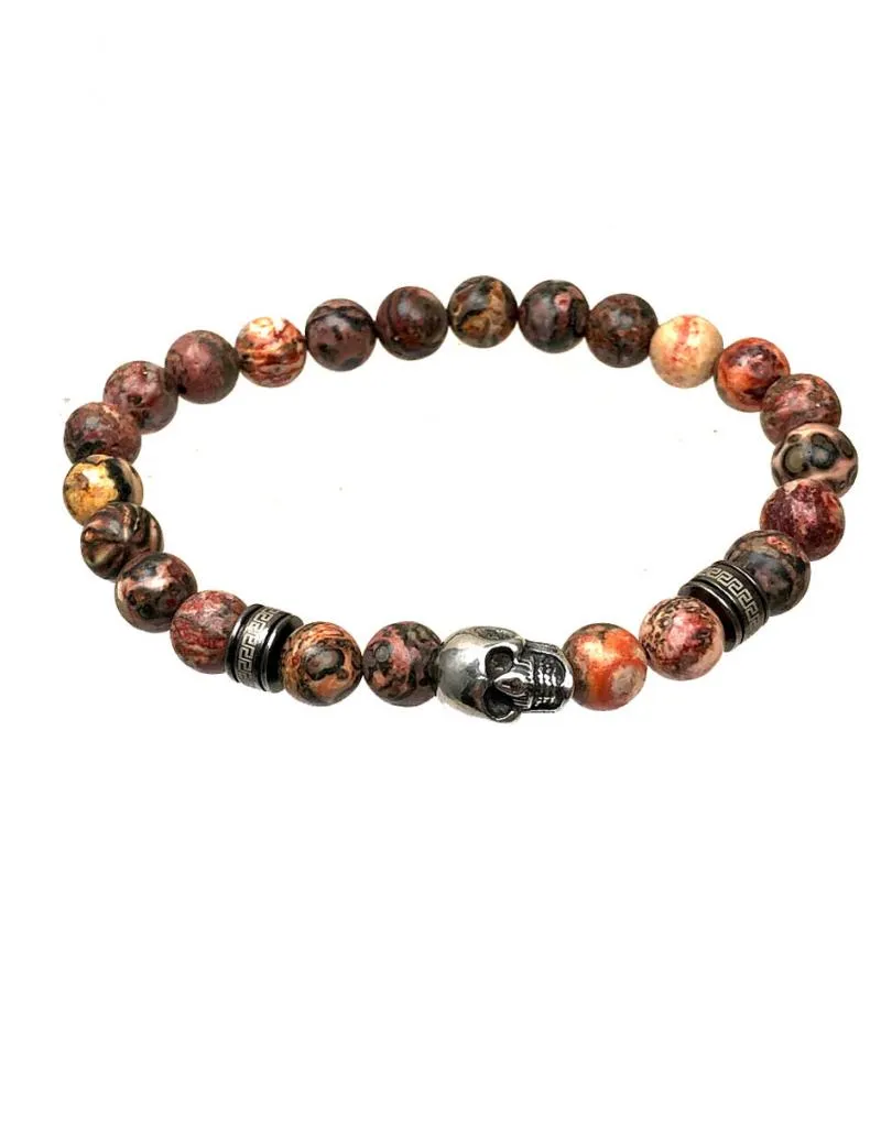PULSERAS DE HOMBRE CON PIEDRAS SEMIPRECIOSAS Y CALAVERA