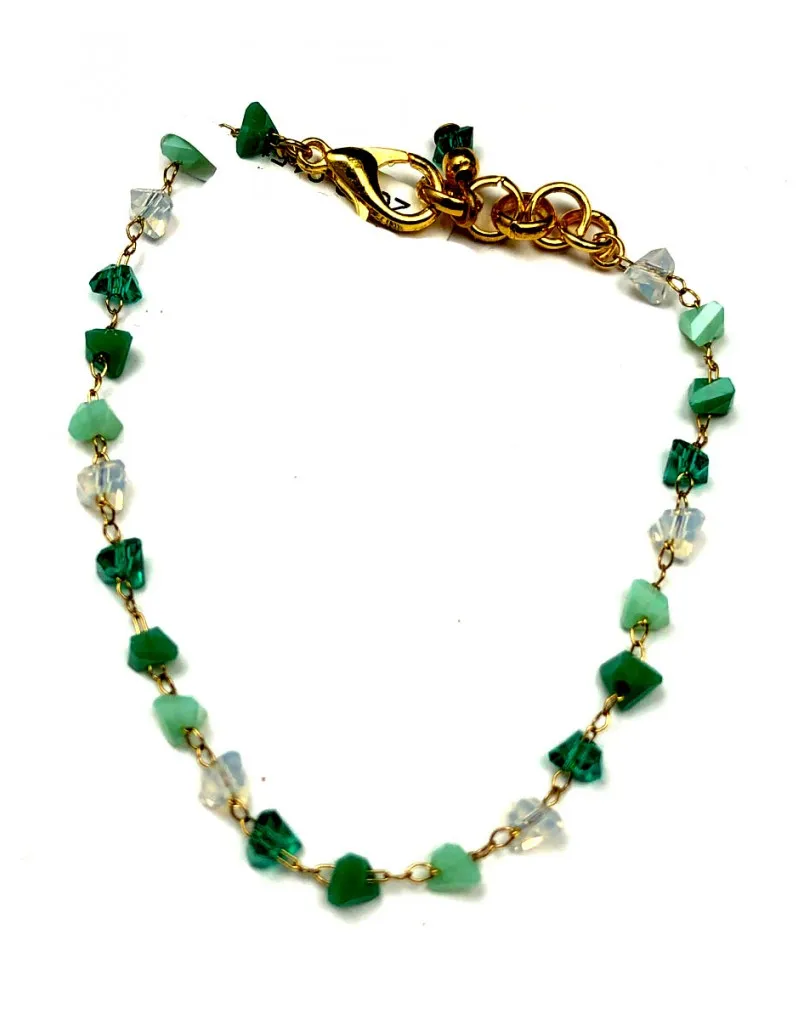 PULSERAS DORADAS DE BISUTERIA FINA EN TONOS VERDES