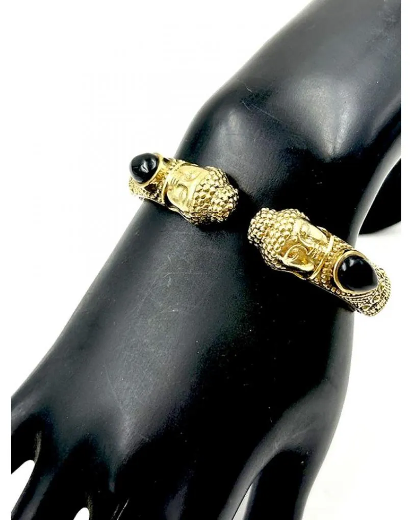 PULSERAS ETNICAS DORADAS DE BUDAS Y PIEDRAS SEMIPRECIOSAS