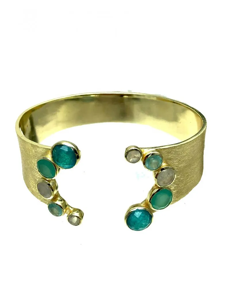 PULSERAS MUJER  CHAPADAS EN ORO Y PIEDRAS SEMIPRECIOSAS