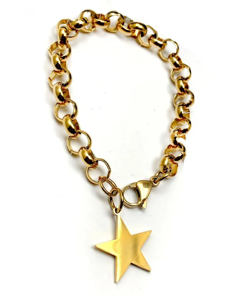 PULSERAS MUJER DE CADENA DORADA CHARM DE ESTRELLA
