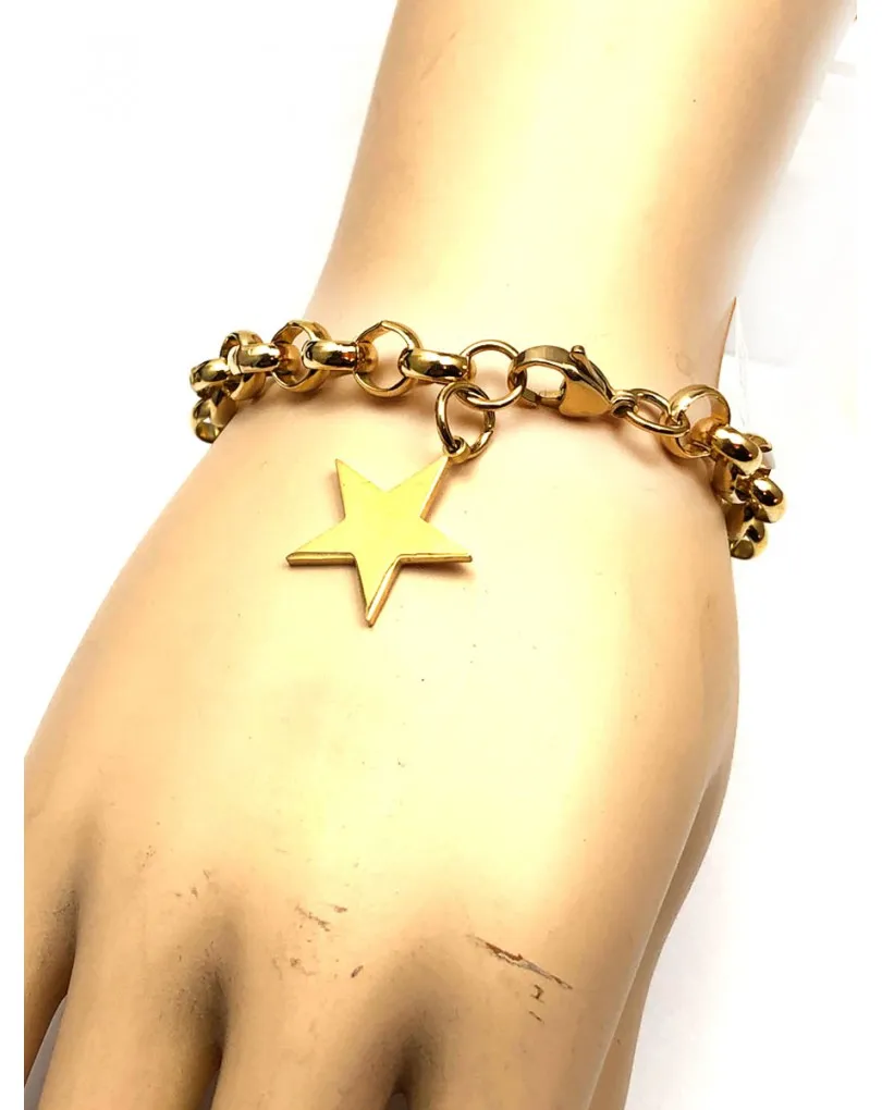 PULSERAS MUJER DE CADENA DORADA CHARM DE ESTRELLA