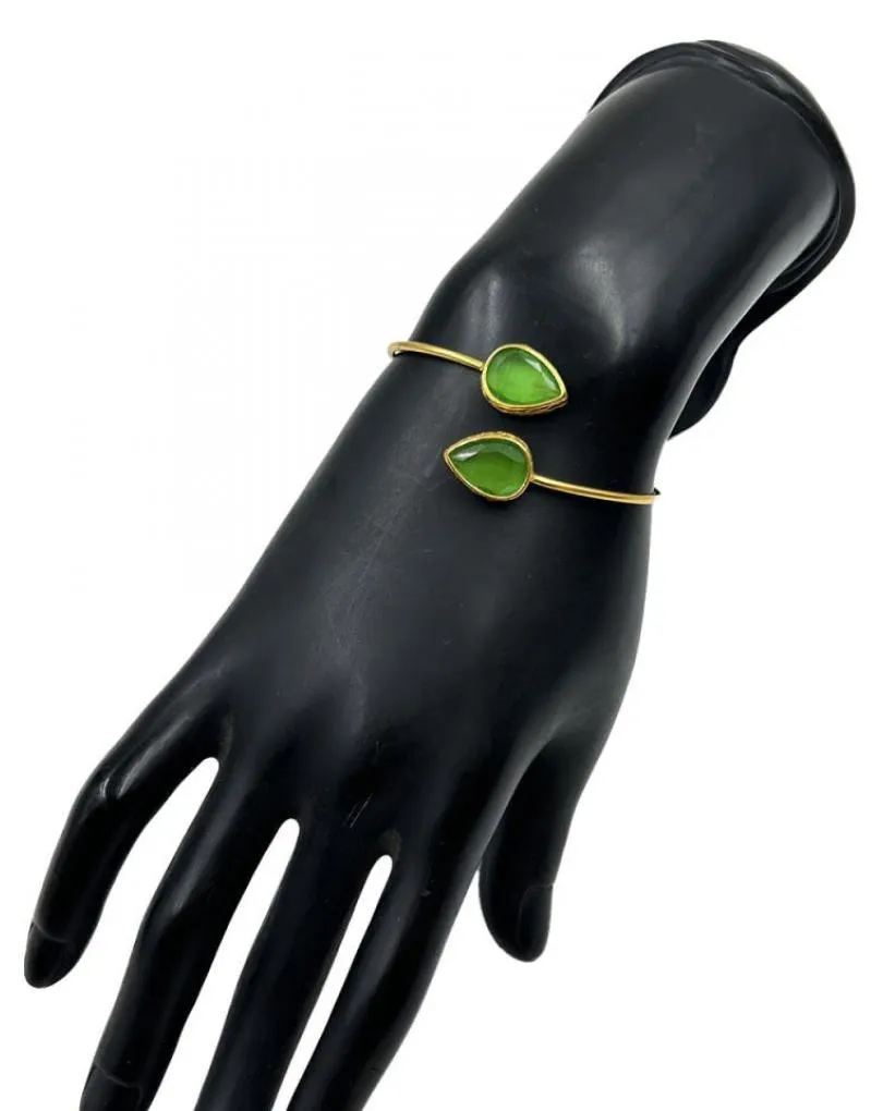 PULSERAS MUJER DORADAS Y VERDES ESMERALDA SENCILLEZ ELEGANTE