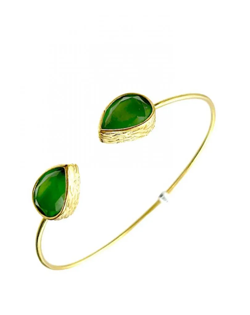 PULSERAS MUJER DORADAS Y VERDES ESMERALDA SENCILLEZ ELEGANTE