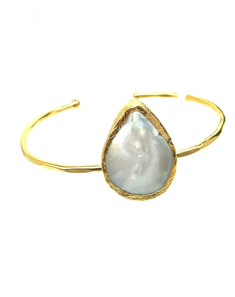 PULSERAS MUJER ORO BAÑO CON PRECIOSA DECORACION NACAR