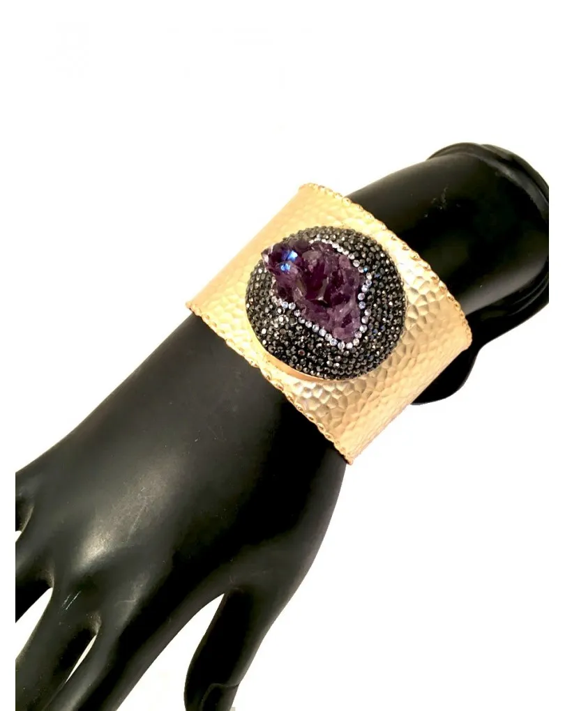 PULSERAS ORGINALES CON PIEDRA DE AMATISTA EN BRUTO