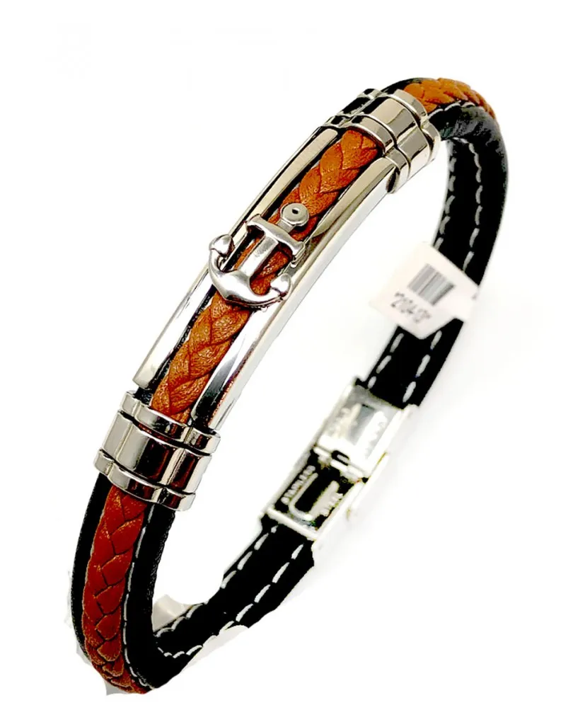 PULSERAS PARA HOMBRE EN BICOLOR CON ANCLA MARINERA