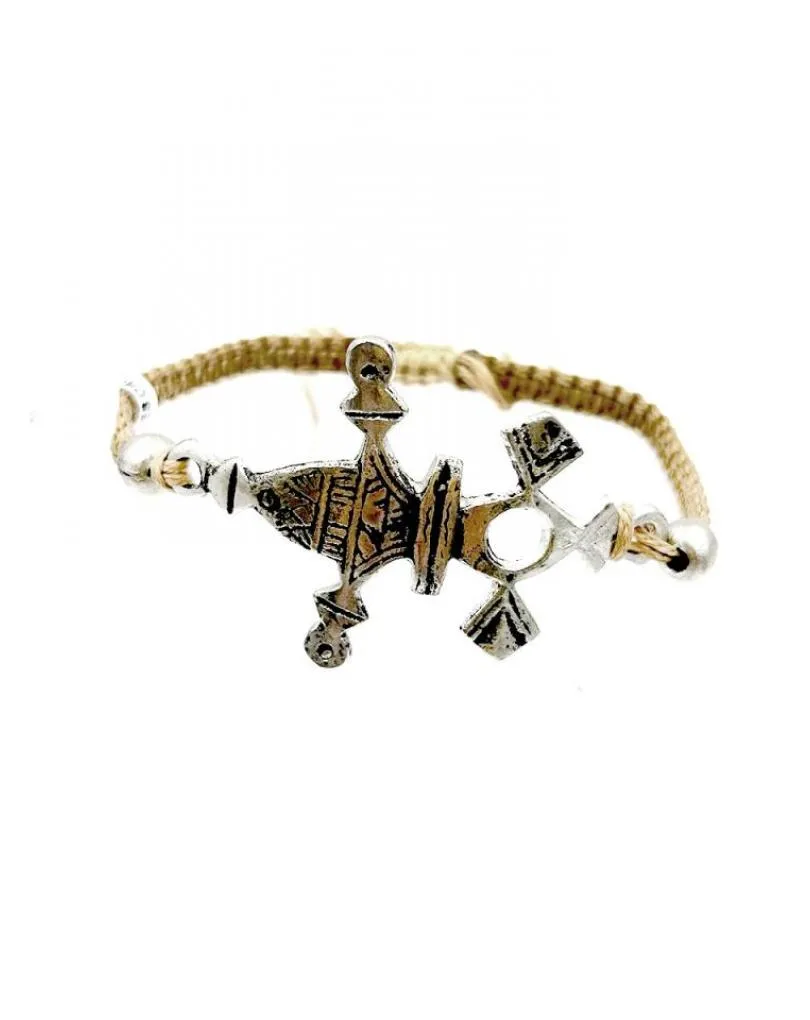 PULSERAS PARA HOMBRE PLATEADAS DE CRUZ TUAREG PLATEADA