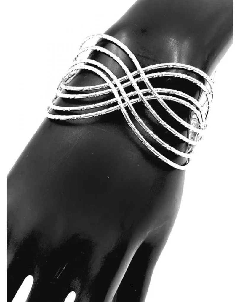PULSERAS PLATEADAS ANCHAS DE SEMANARIO ENTRELAZADO PARA BODAS