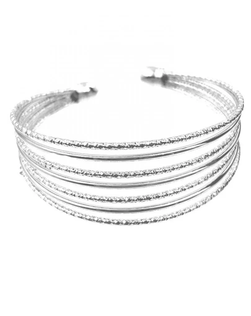 PULSERAS PLATEADAS ELEGANTES PARA BODAS VARIAS HILERAS JUNTAS