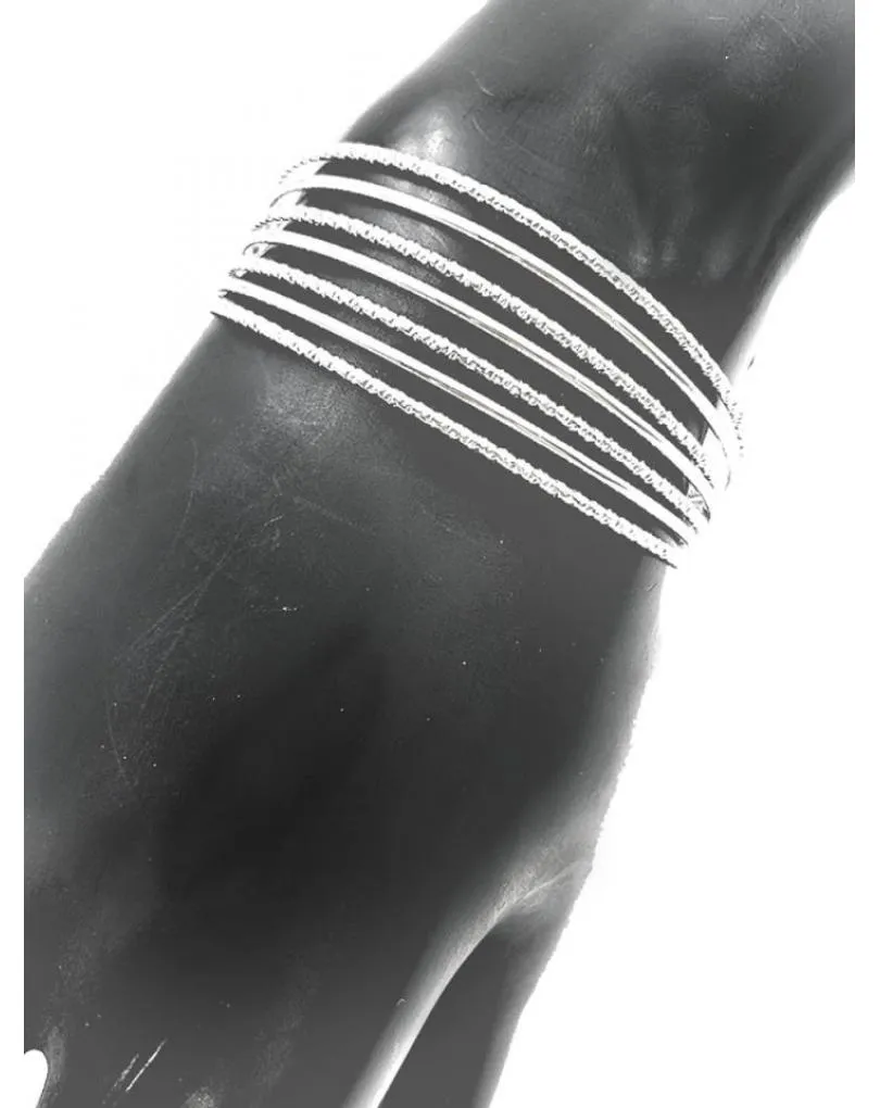 PULSERAS PLATEADAS ELEGANTES PARA BODAS VARIAS HILERAS JUNTAS