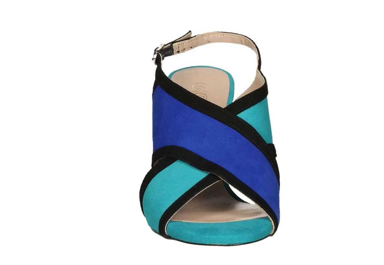Sandalia Ante Azul/turquesa/negra Cruzada