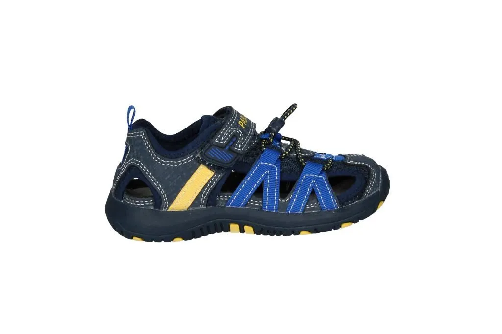 Sandalia Azul Cubierta Velcro Laterales Azul Electrico Tira Amarilla
