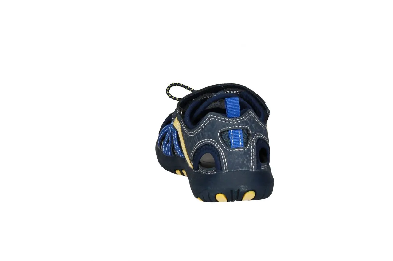 Sandalia Azul Cubierta Velcro Laterales Azul Electrico Tira Amarilla