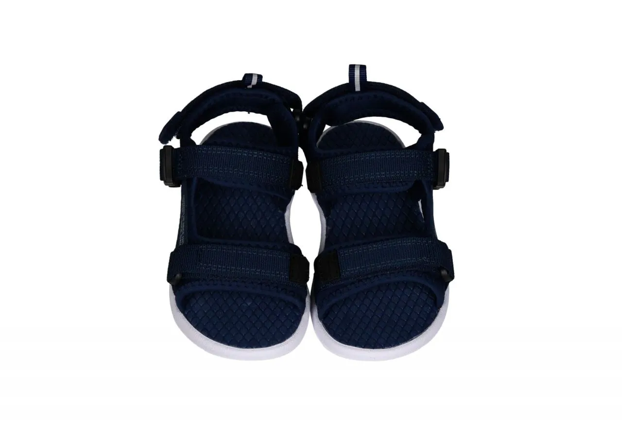 Sandalia Azul Tres Velcros Piso Blanco