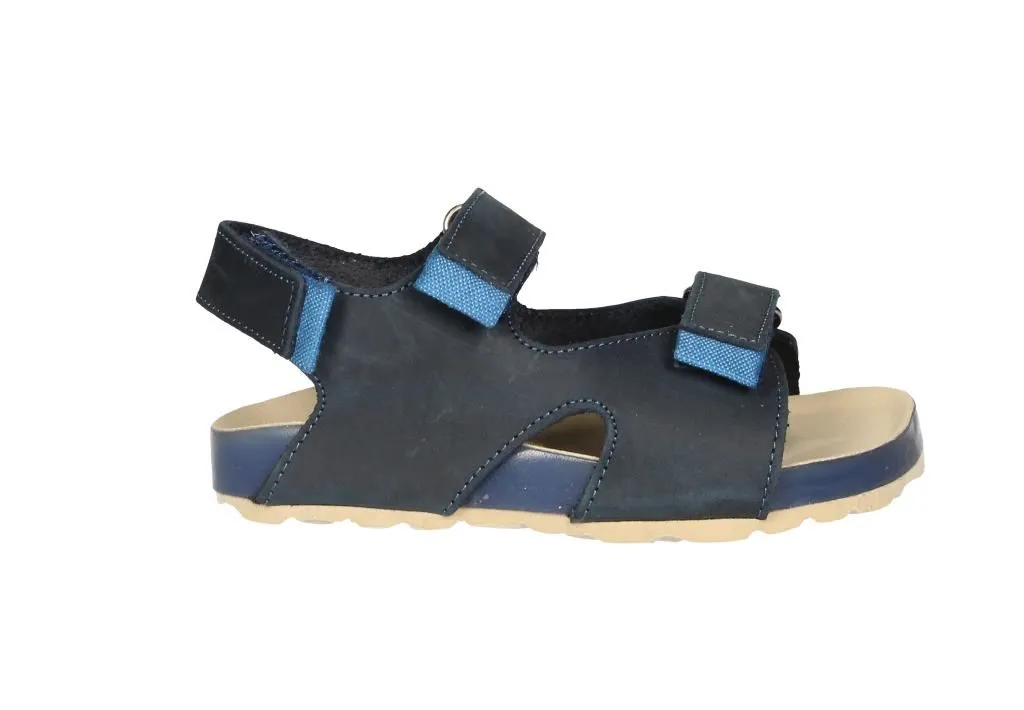 Sandalia Bio Velcro Azul Tres Tiras