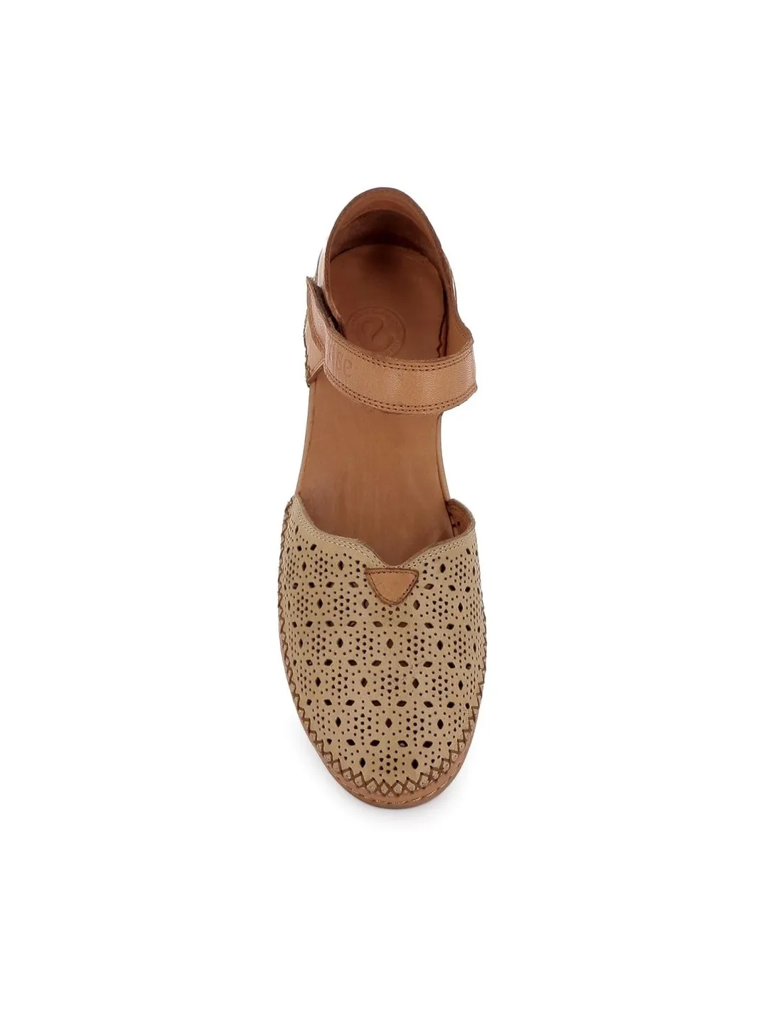 Sandalia cerrada mujer piel aberturas beige Erase