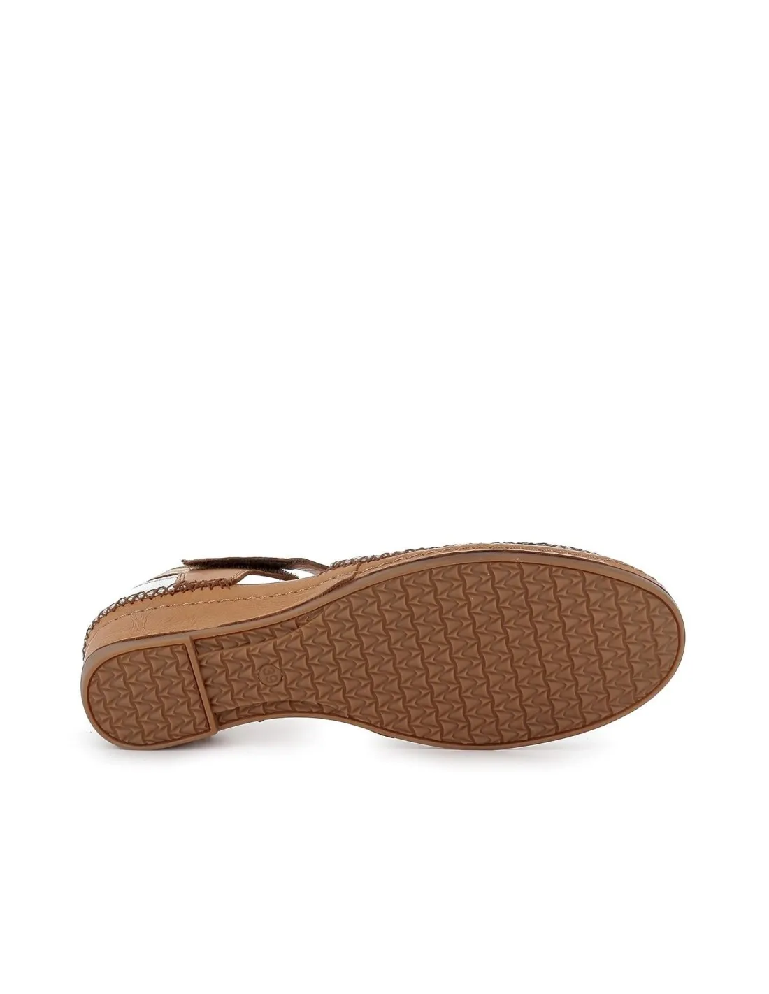 Sandalia cerrada mujer piel aberturas beige Erase