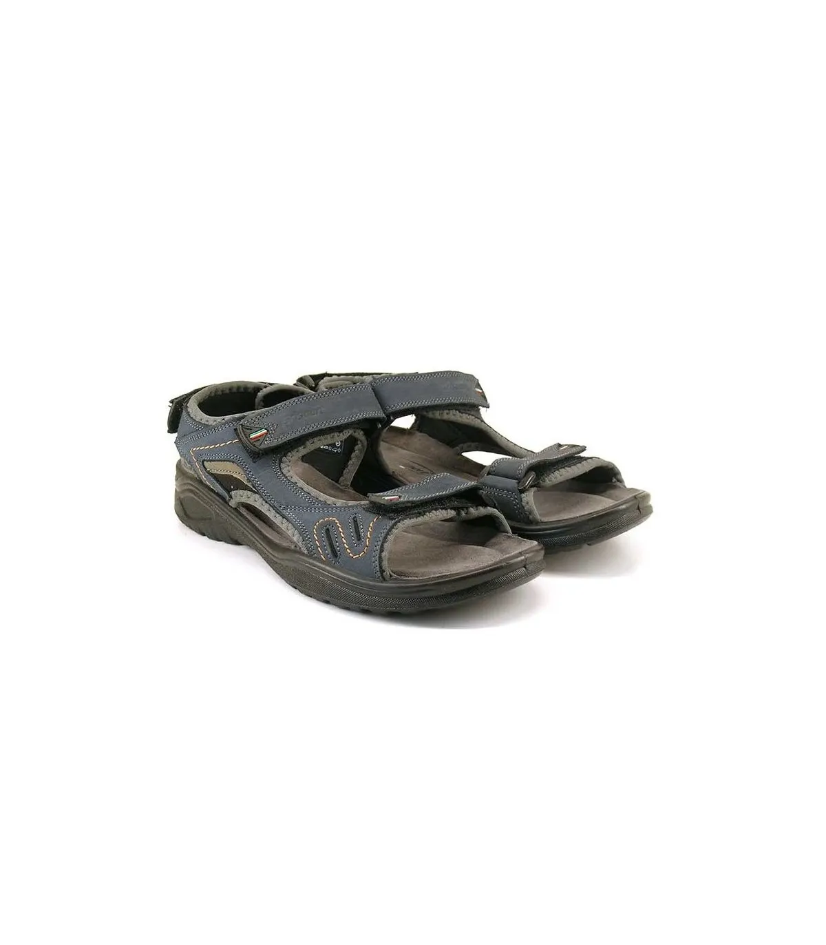 Sandalia con velcros en nobuck azul