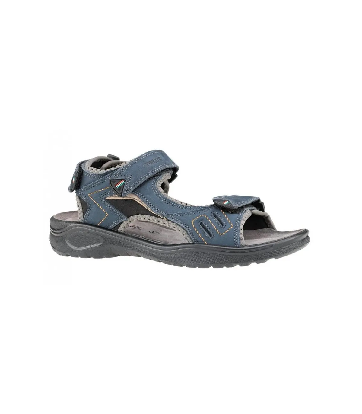 Sandalia con velcros en nobuck azul