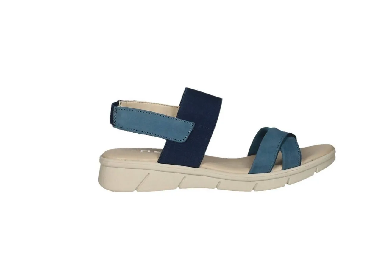 Sandalia Cruzada Nobuck Azul Empeine Elastico