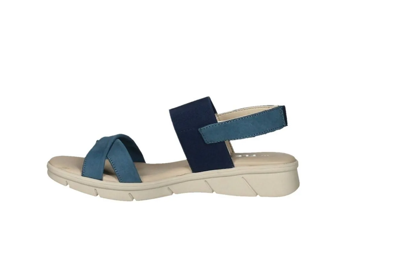 Sandalia Cruzada Nobuck Azul Empeine Elastico