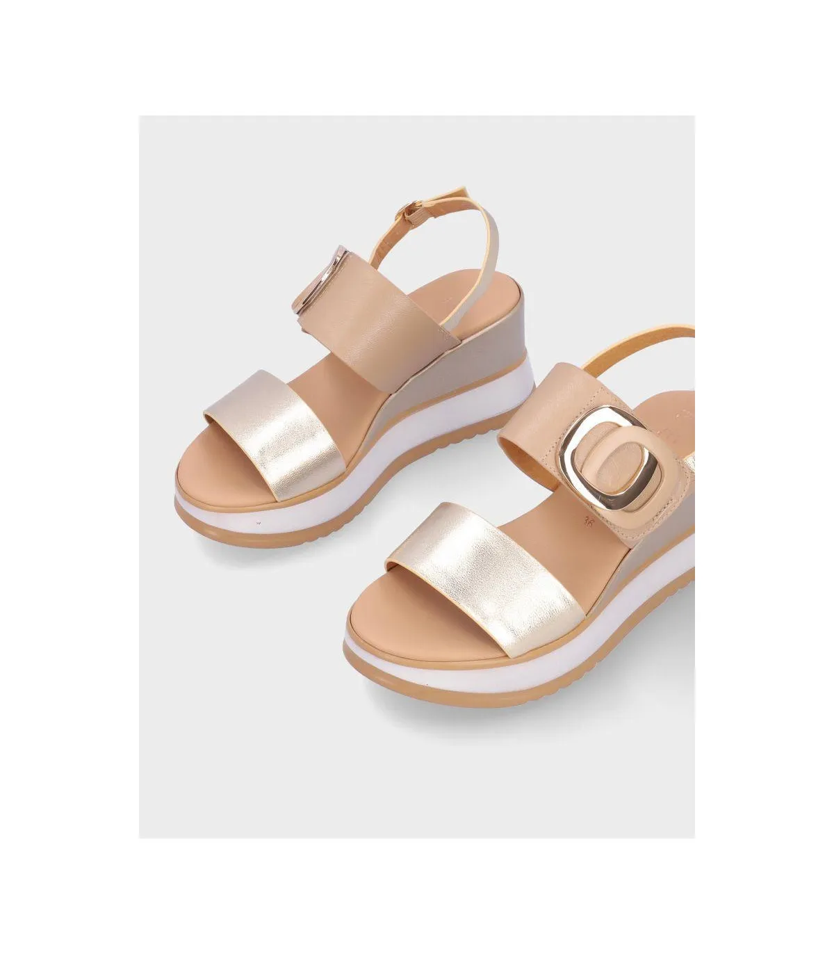 SANDALIA CUÑA LA REPO 21214 PLATINOBEIGE