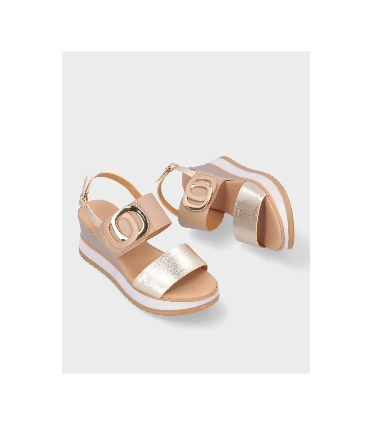 SANDALIA CUÑA LA REPO 21214 PLATINOBEIGE