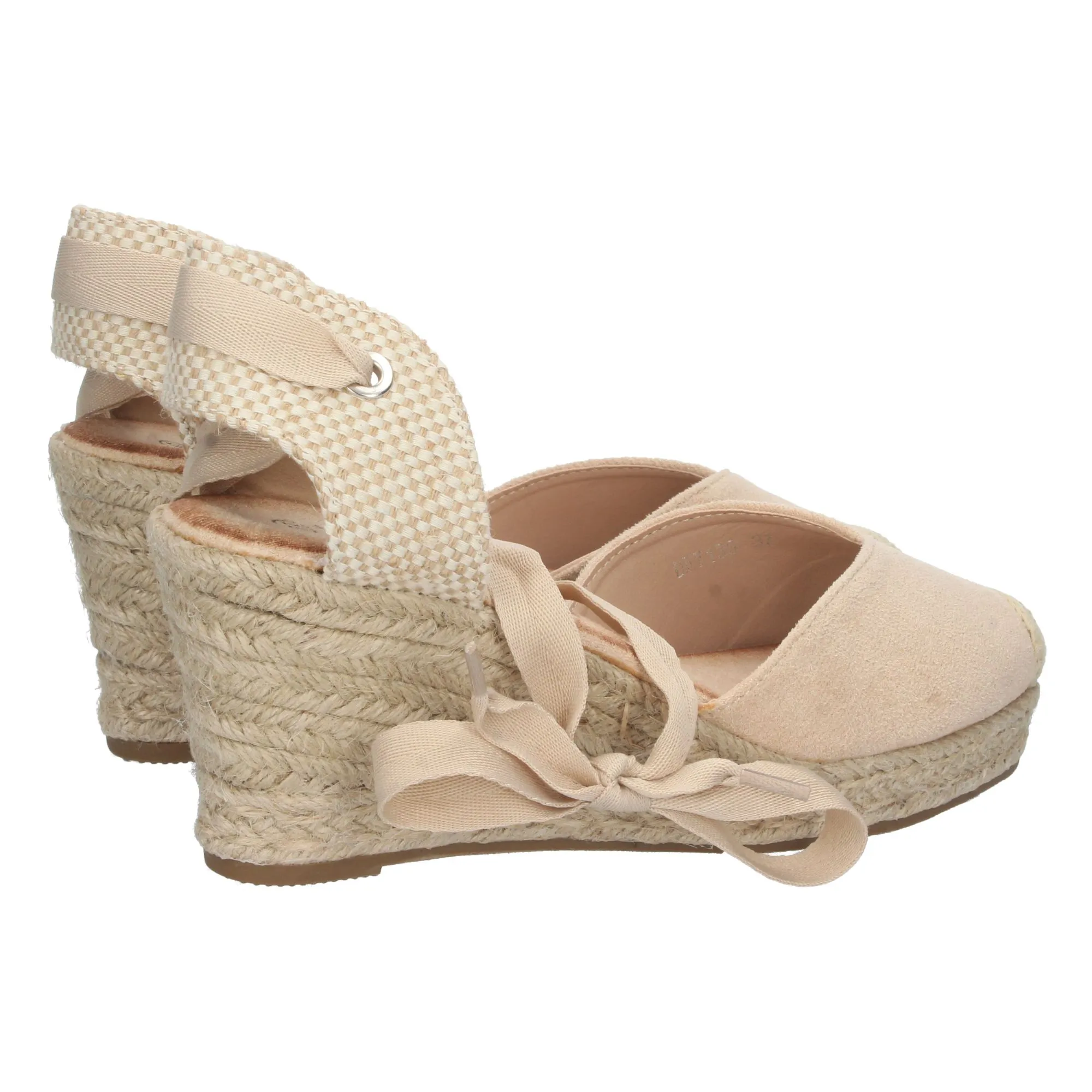 Sandalia cuña media yute mujer color beige