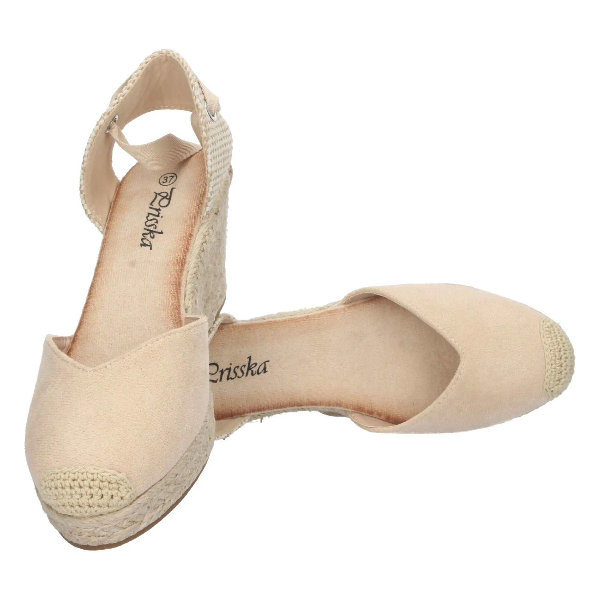 Sandalia cuña media yute mujer color beige