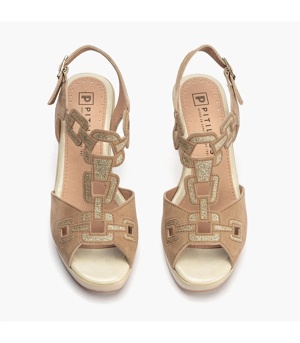 Sandalia de mujer con tacón plataforma BEIGE
